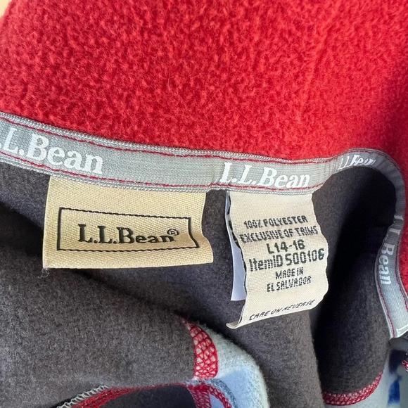 L.L Bean Youth Large 14-16 Grey & Red Polyester Hooded Full Zip Jacket - Picture 6 of 6
